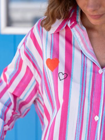 YIPPIE HIPPIE STRIPE COTTON SHIRT DRESS