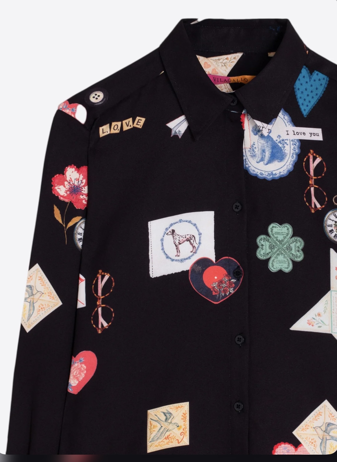 VILAGALLO 33924 BLACK LOVE MULTICOLOUR SHIRT
