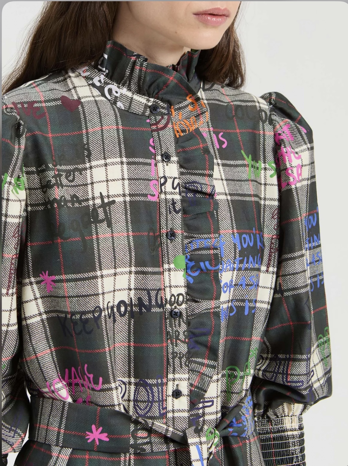 VILAGALLO 34161 PLAID GRAFFITI MIDI DRESS