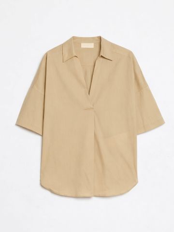 iBLUES KIWI COTTON POPLIN V NECK SHIRT