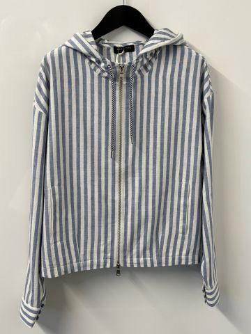 MARGITTES STRIPED HOODED WOVEN JACKET