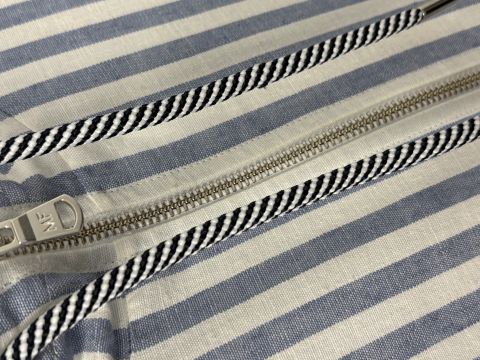 MARGITTES STRIPED HOODED WOVEN JACKET
