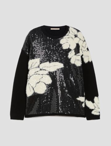 PENNY BLACK SEQUIN ADORNED JACQUARD SWEATER