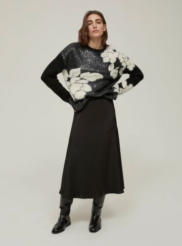 PENNY BLACK SEQUIN ADORNED JACQUARD SWEATER