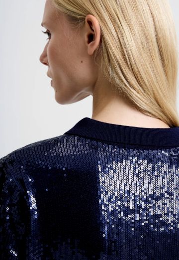 FRENCH CONNECTION HANNAH KNIT SEQUIN SHORT SLEEVE 