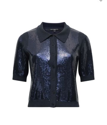 FRENCH CONNECTION HANNAH KNIT SEQUIN SHORT SLEEVE 