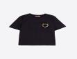 VILAGALLO 32947 BLACK T-SHIRT WITH BEADED HEART EMBROIDERY