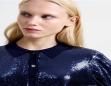 FRENCH CONNECTION HANNAH KNIT SEQUIN SHORT SLEEVE 