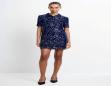 FRENCH CONNECTION TRINNY VELVET SEQUIN COLLARED MINI DRESS