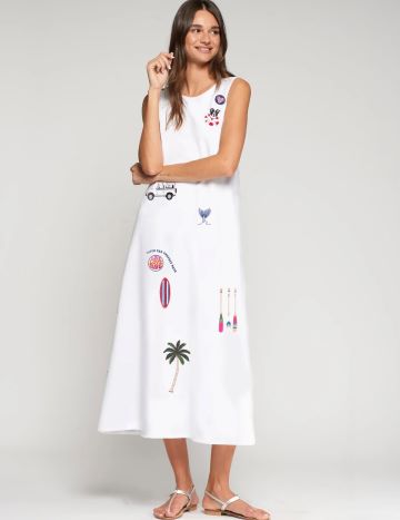 VILAGALLO 33345 WHITE EMBROIDERED SURF DRESS