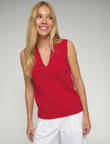 VILAGALLO 33487 RED V NECK TOP