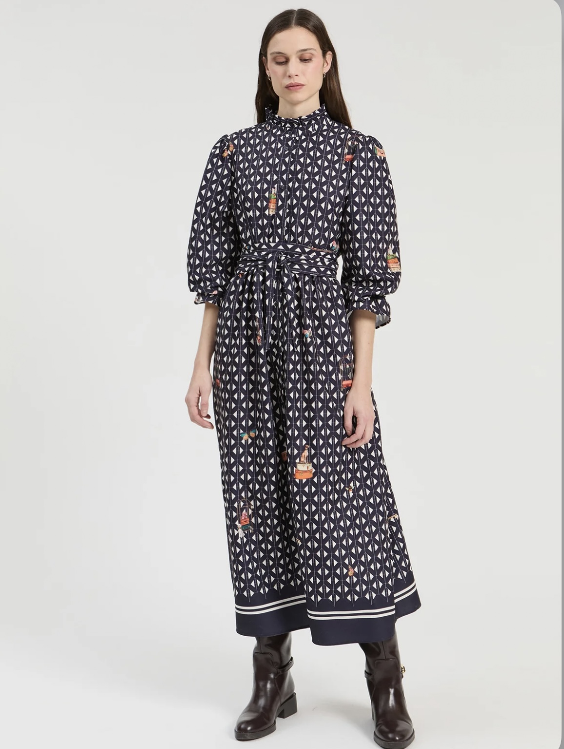 VILAGALLO 33877 NAVY MIDI DRESS