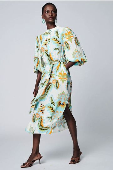 HERZENS 25261-6061 CYAN  PRINT DRESS