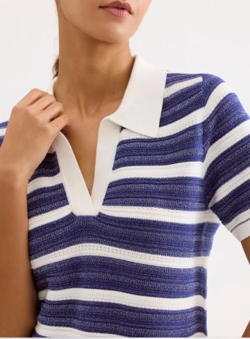 LEO & UGO OE483 COLLARED KNIT TOP